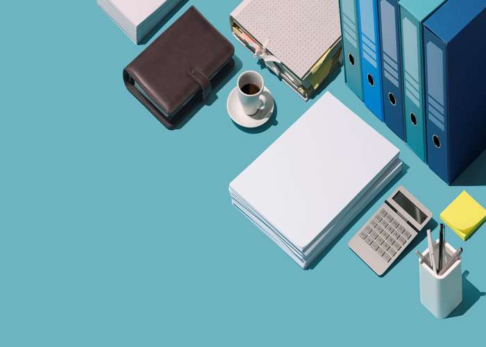 Keep things organized and safe for Alzheimer: different objects well organized and placed on a desk.