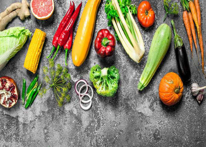 Eat whole food for cancer: foods including zucchini, red pepper, corn, onions, tomatoes, and other foods and vegetables.