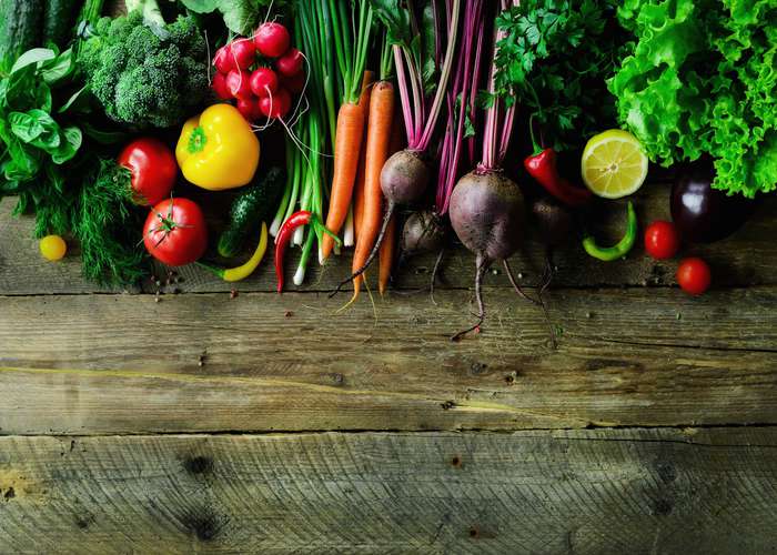 Eat organic foods for Parkinson: variety of organic vegetables.