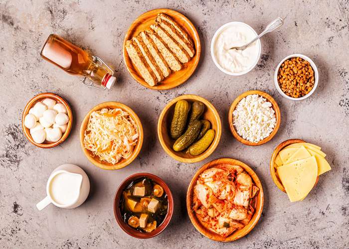 Foods rich in probiotics for Lyme disease.: selection of different foods rich in probiotics.